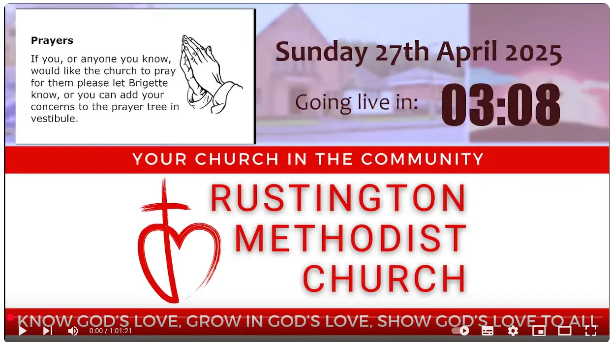 Screenshot from RMC YouTube video showing church banner and images of the church
